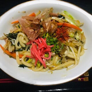 しらすとベーコンの焼うどん♪